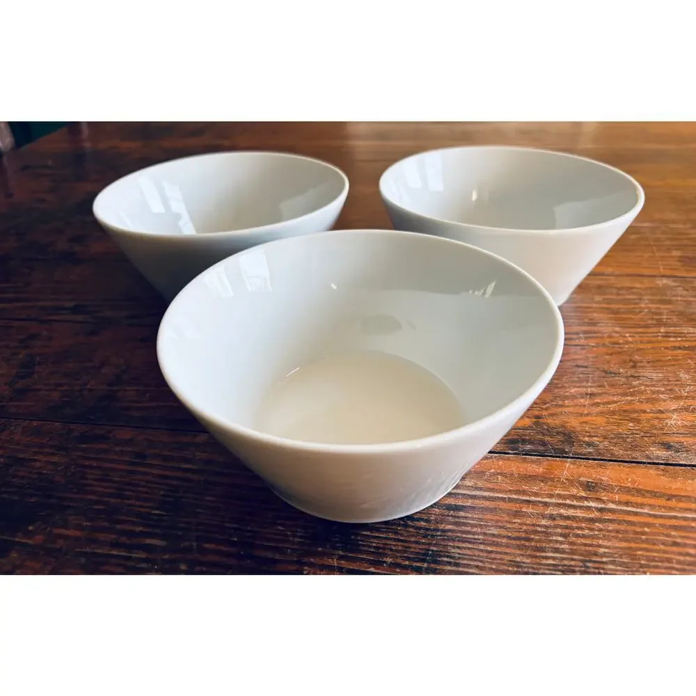 Set of 3 West Elm Solid White Porcelain Bowls 6”wide x 2.75”tall
